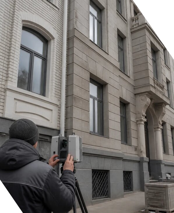 Лазерное сканирование фасадов зданий для обследования в Курске